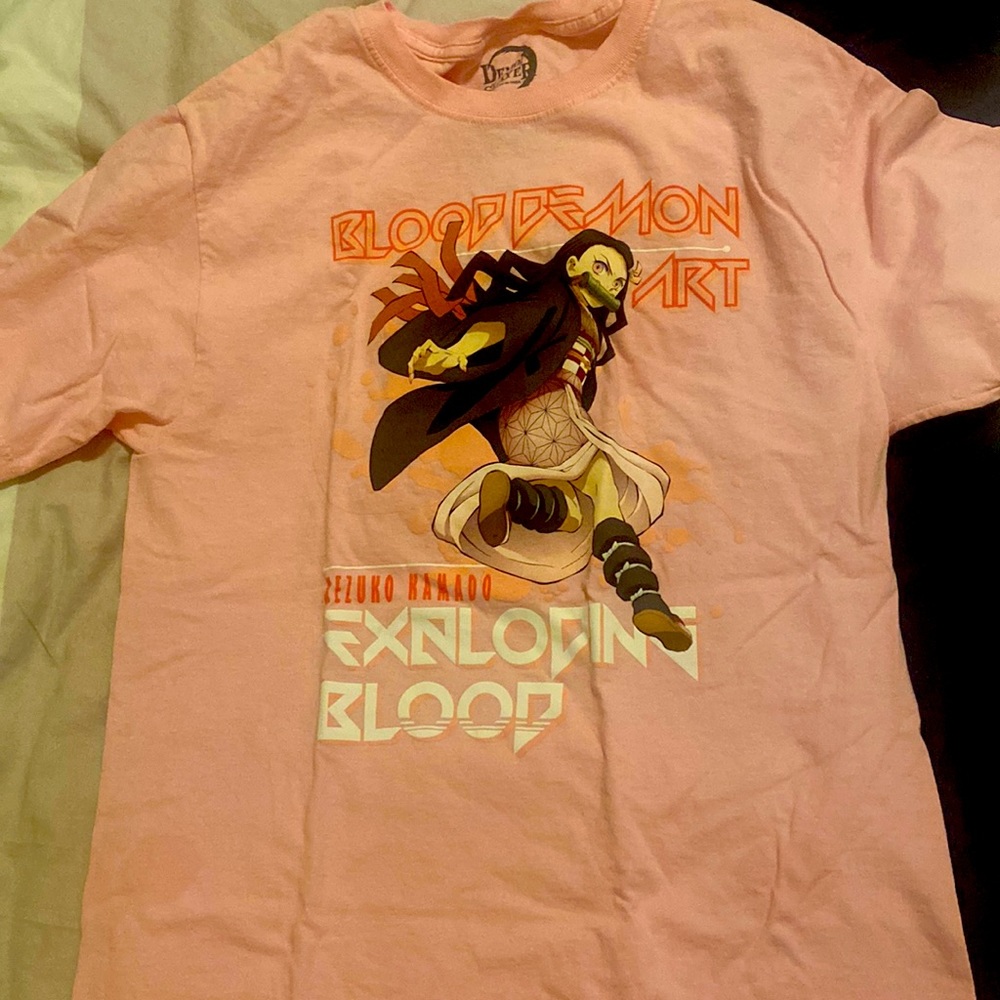 Demon slayer shirt womens girls pink shirt medium worn once